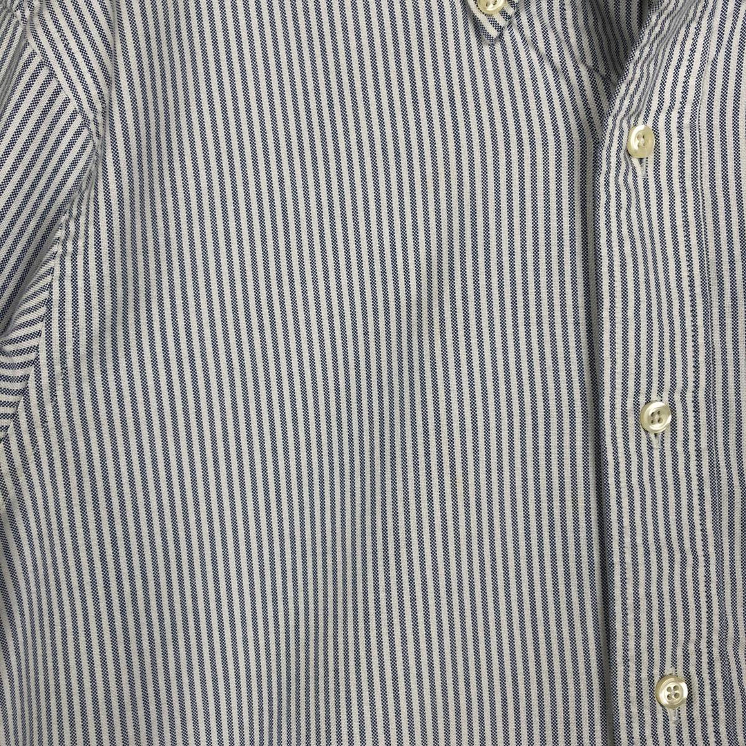 1990'S Brooks Brothers Long-Sleeve Button-Down Striped Shirt, Made in USA, Men's Size M (Equivalent), Vintage cotton blue type Vintage Second Hand