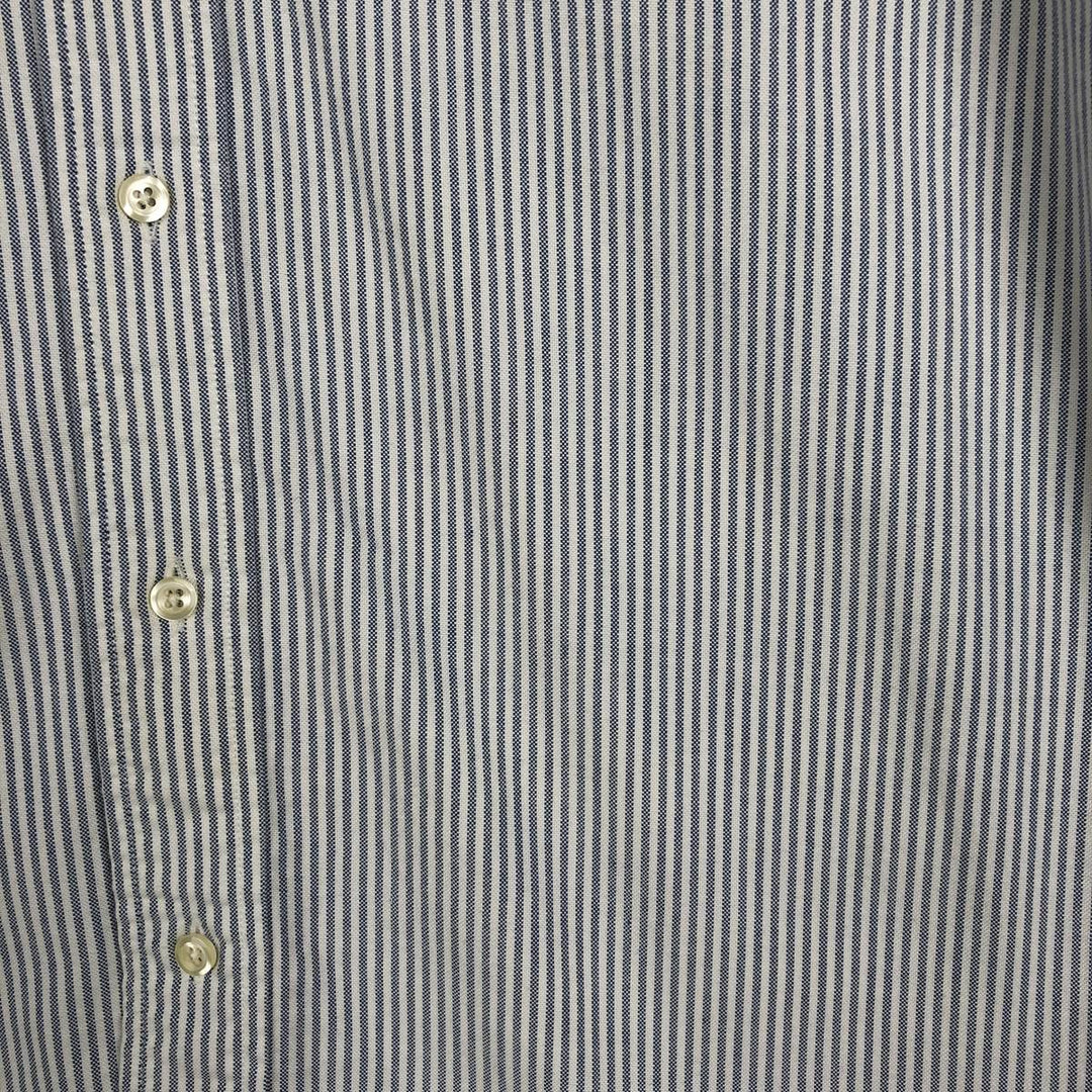 1990'S Brooks Brothers Long-Sleeve Button-Down Striped Shirt, Made in USA, Men's Size M (Equivalent), Vintage cotton blue type Vintage Second Hand
