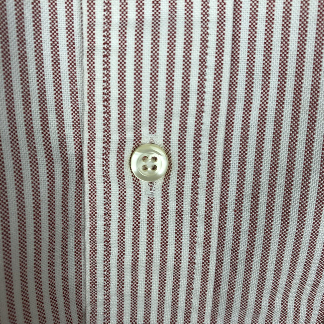 1990'S Brooks Brothers MAKERS Est.1818 Long-Sleeve Button-Down Striped Shirt, Made in USA, Men's Size M (Equivalent), Vintage cotton red type Vintage Second Hand