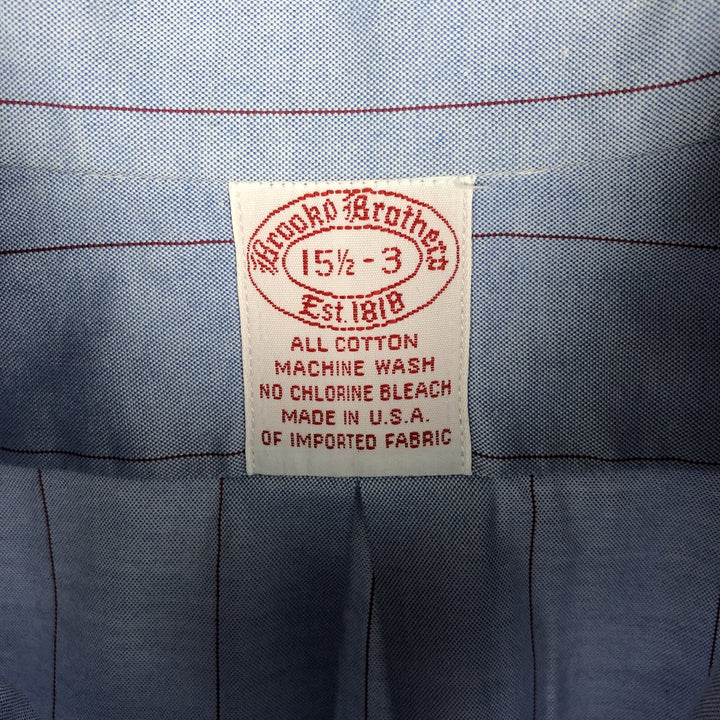 1990'S Brooks Brothers Long-Sleeve Button-Down Striped Shirt, Made in USA, Men's Size M (approx.), Vintage Button-Down Shirt cotton Blue type light blue Vintage Second Hand