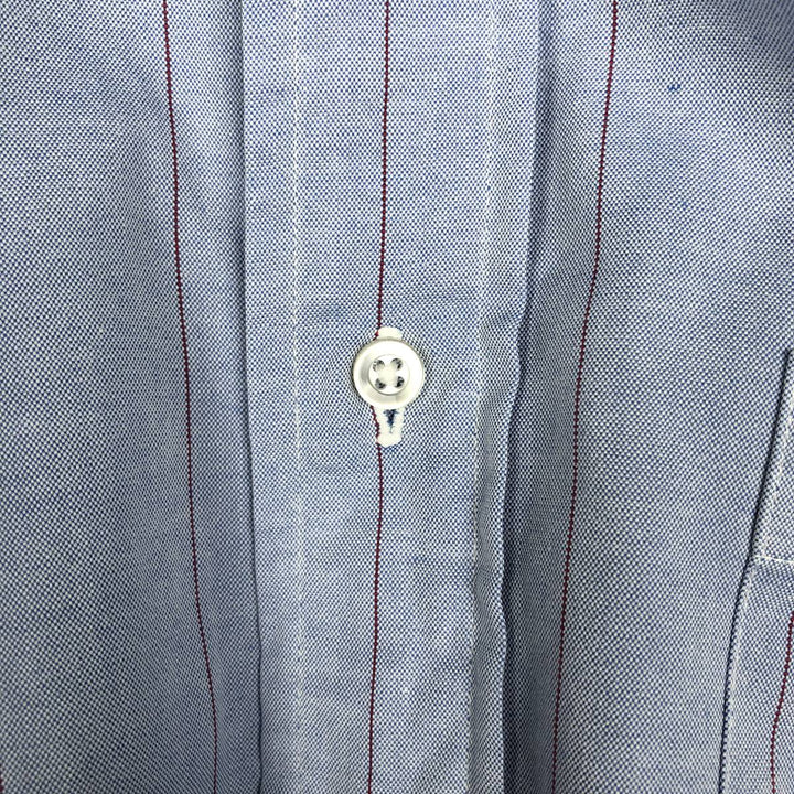 1990'S Brooks Brothers Long-Sleeve Button-Down Striped Shirt, Made in USA, Men's Size M (approx.), Vintage Button-Down Shirt cotton Blue type light blue Vintage Second Hand