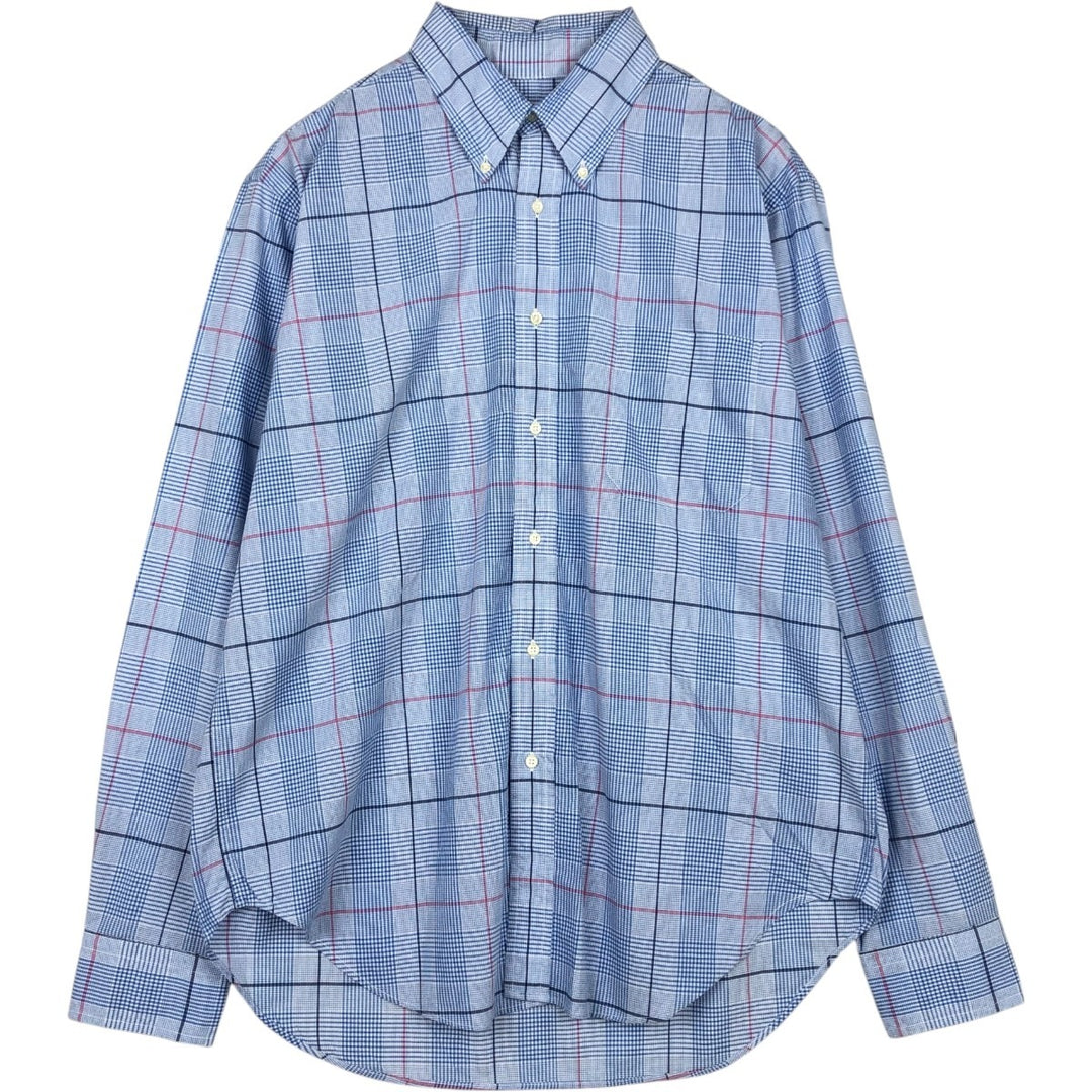 Brooks Brothers Est.1818 Long Sleeve Button-Down Check Shirt Made in USA Men's Size L unclear Blue type light blue Vintage Second Hand