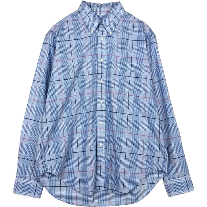 Brooks Brothers Est.1818 Long Sleeve Button-Down Check Shirt Made in USA Men's Size L unclear Blue type light blue Vintage Second Hand