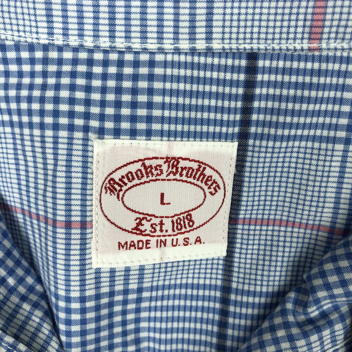 Brooks Brothers Est.1818 Long Sleeve Button-Down Check Shirt Made in USA Men's Size L unclear Blue type light blue Vintage Second Hand
