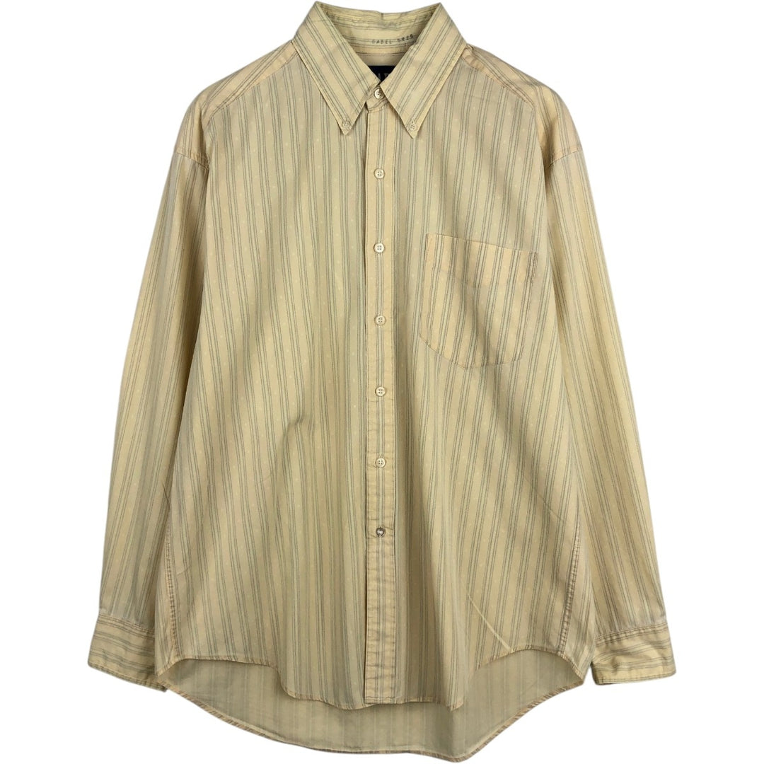 GAP Short-Sleeve Button-Down Striped Shirt, Men's Size L (approx.) cotton yellow type Vintage Second Hand