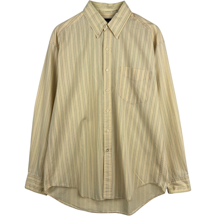 GAP Short-Sleeve Button-Down Striped Shirt, Men's Size L (approx.) cotton yellow type Vintage Second Hand