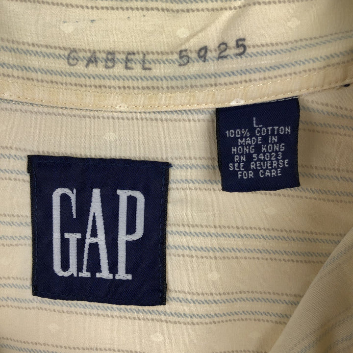 GAP Short-Sleeve Button-Down Striped Shirt, Men's Size L (approx.) cotton yellow type Vintage Second Hand