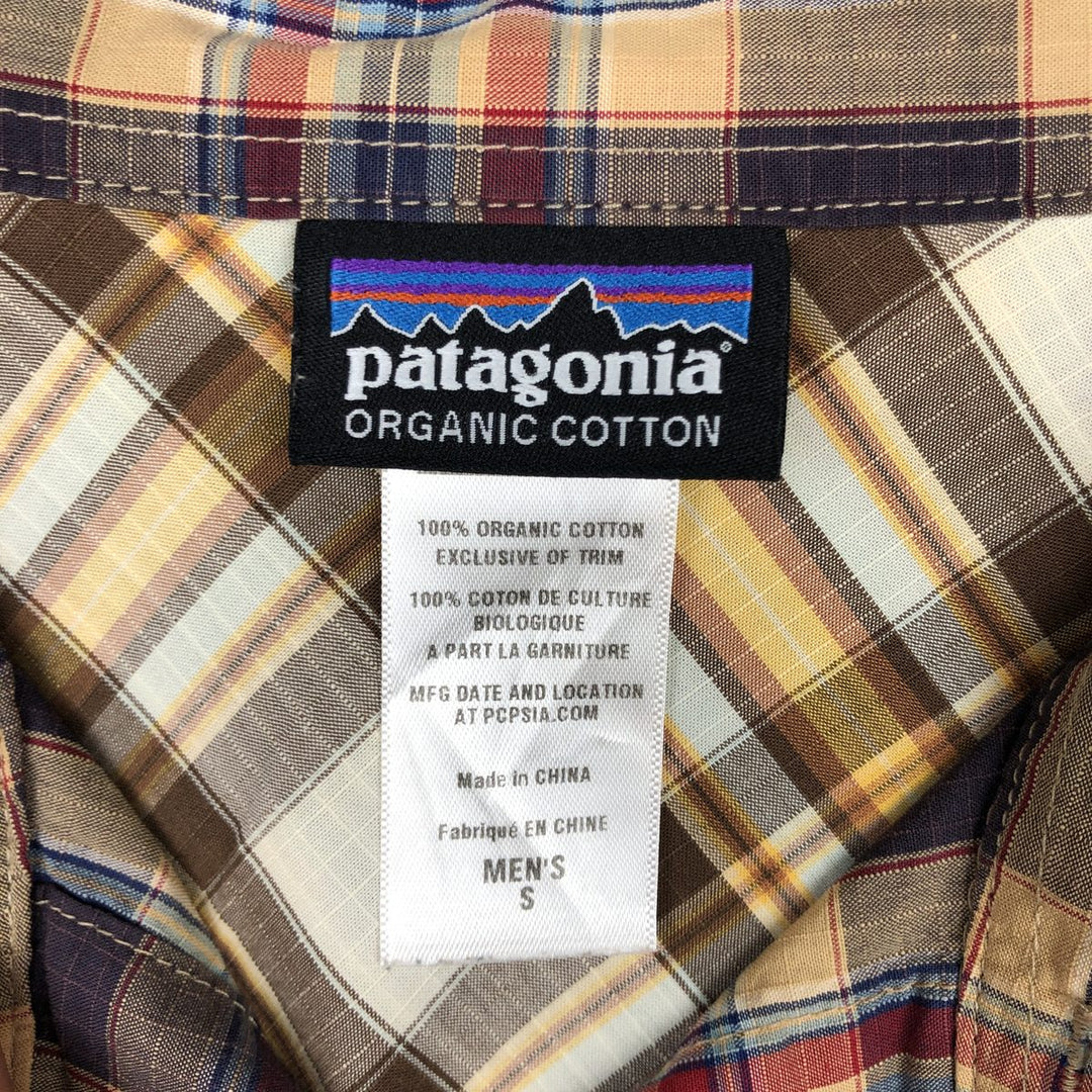 Patagonia Organic Cotton Long-Sleeve Cotton Check Shirt (Men's Size S) Organic cotton beige type brown Vintage Second Hand