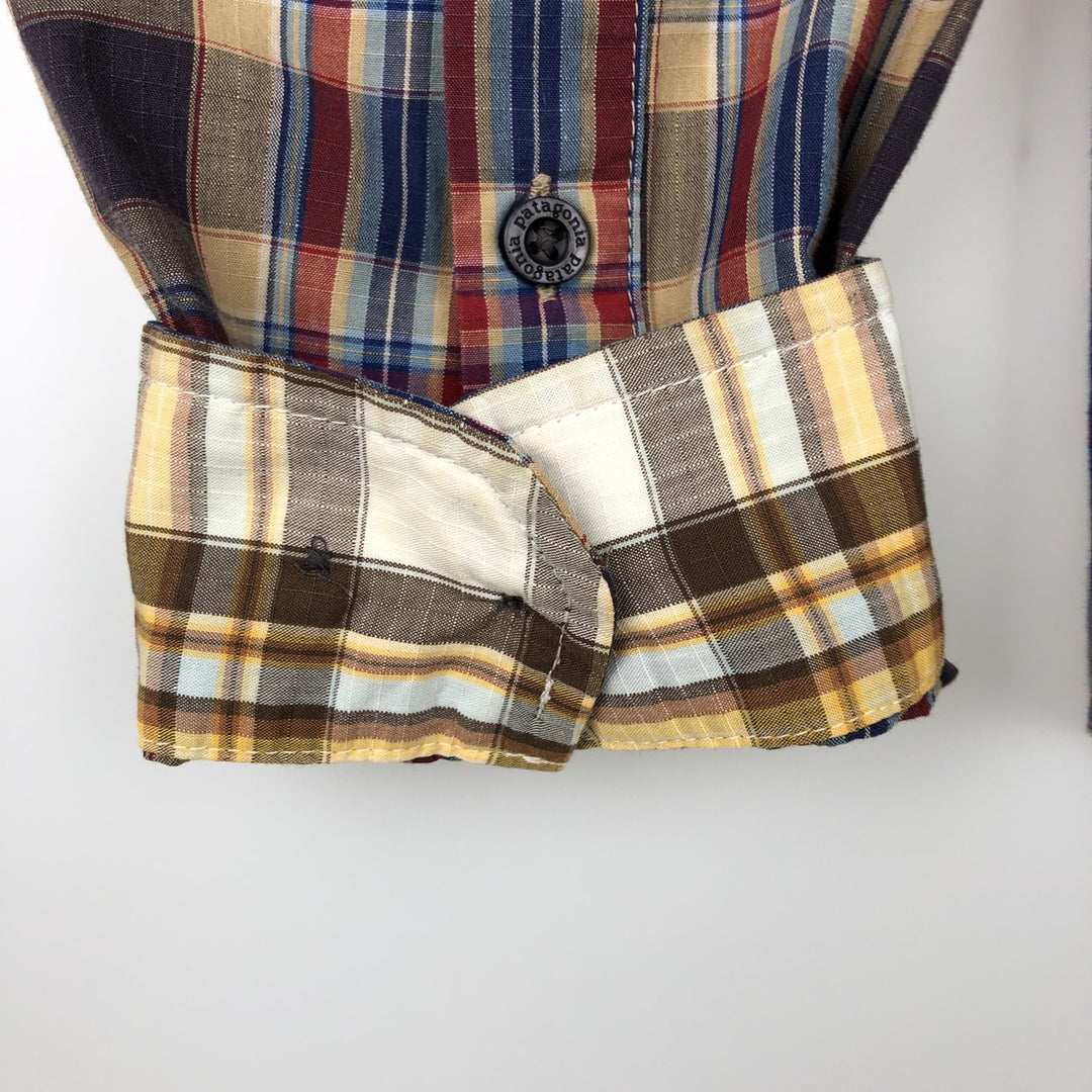 Patagonia Organic Cotton Long-Sleeve Cotton Check Shirt (Men's Size S) Organic cotton beige type brown Vintage Second Hand