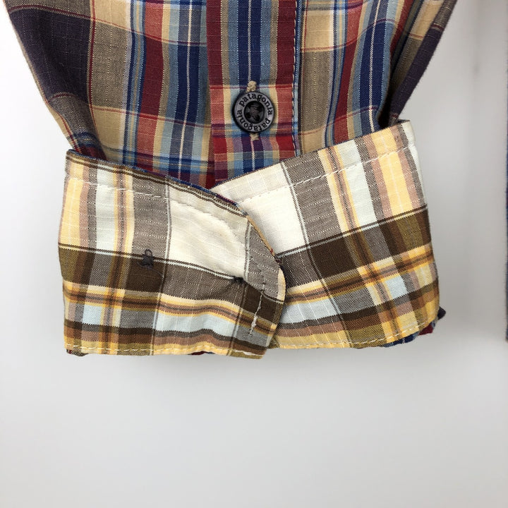Patagonia Organic Cotton Long-Sleeve Cotton Check Shirt (Men's Size S) Organic cotton beige type brown Vintage Second Hand