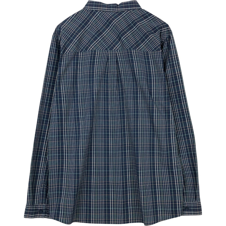 Patagonia Organic Cotton 54035SP19 Check Pattern Long-Sleeve Nylon x Poly Shirt, Men's Size L (approx.) Nylon navy blue type Vintage Second Hand