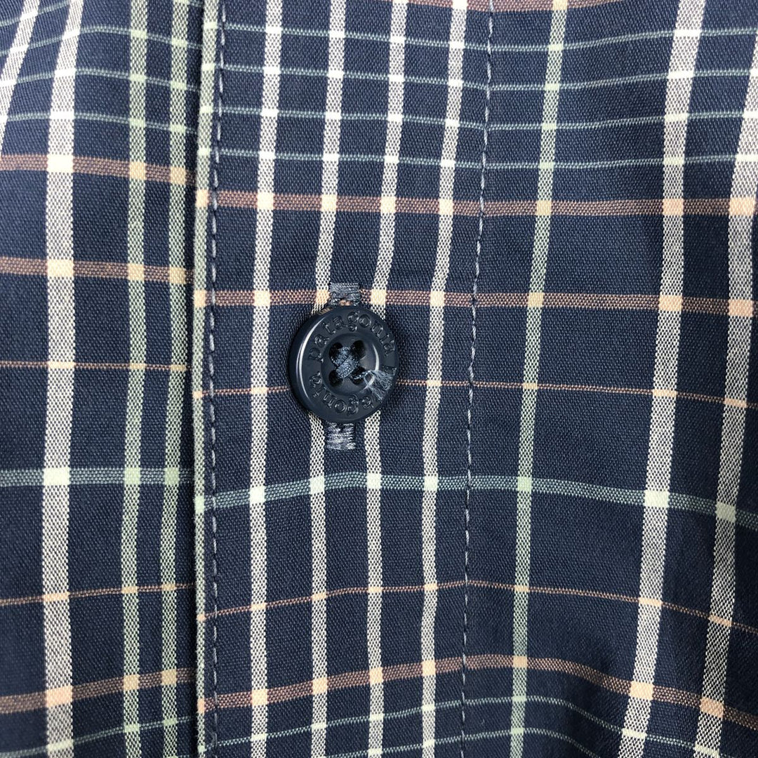 Patagonia Organic Cotton 54035SP19 Check Pattern Long-Sleeve Nylon x Poly Shirt, Men's Size L (approx.) Nylon navy blue type Vintage Second Hand