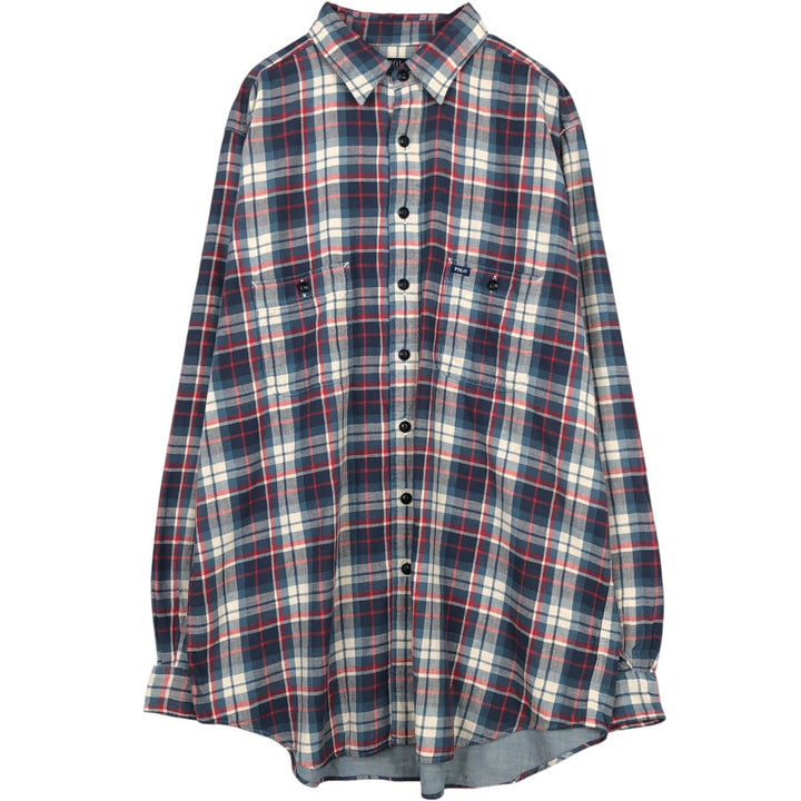 Ralph Lauren POLO RALPH LAUREN CLASSIC FIT Long-Sleeve Light Flannel Check Shirt, Men's Size L (approx.) cotton navy blue type Vintage Second Hand