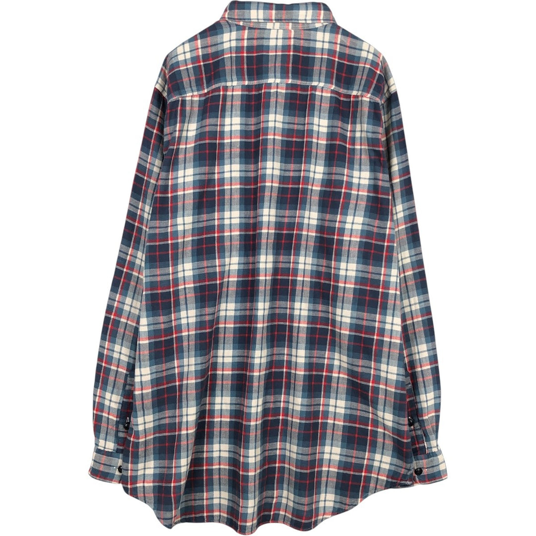 Ralph Lauren POLO RALPH LAUREN CLASSIC FIT Long-Sleeve Light Flannel Check Shirt, Men's Size L (approx.) cotton navy blue type Vintage Second Hand