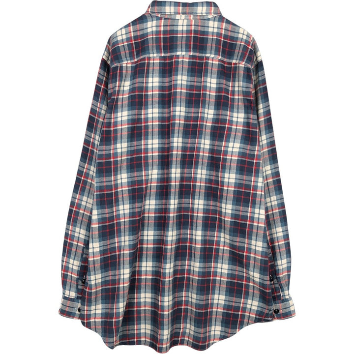 Ralph Lauren POLO RALPH LAUREN CLASSIC FIT Long-Sleeve Light Flannel Check Shirt, Men's Size L (approx.) cotton navy blue type Vintage Second Hand