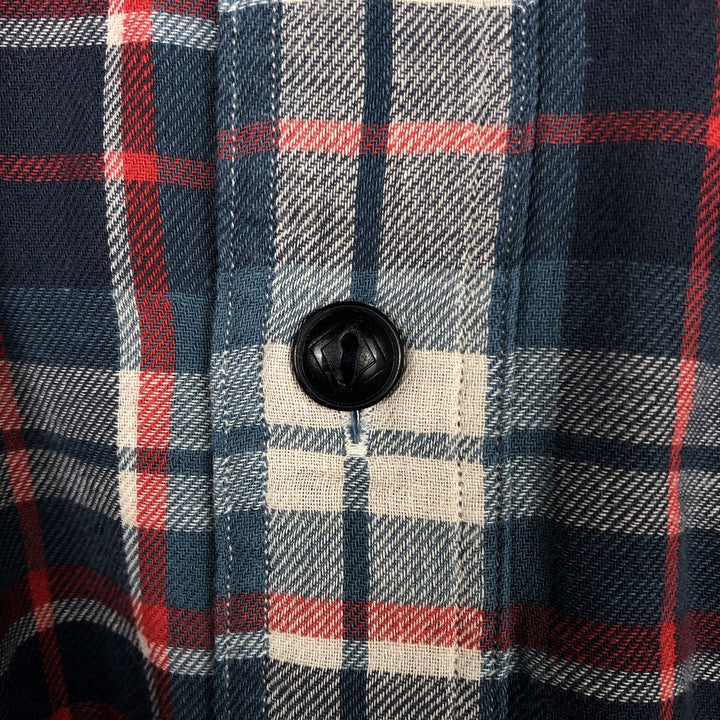 Ralph Lauren POLO RALPH LAUREN CLASSIC FIT Long-Sleeve Light Flannel Check Shirt, Men's Size L (approx.) cotton navy blue type Vintage Second Hand