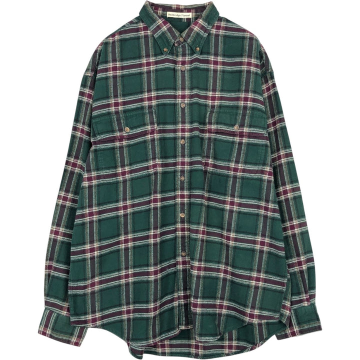 Vintage 90'S Eddie Bauer Light Flannel Check Shirt, Long Sleeve, Button-Down, Men's Size L cotton green type Vintage Second Hand