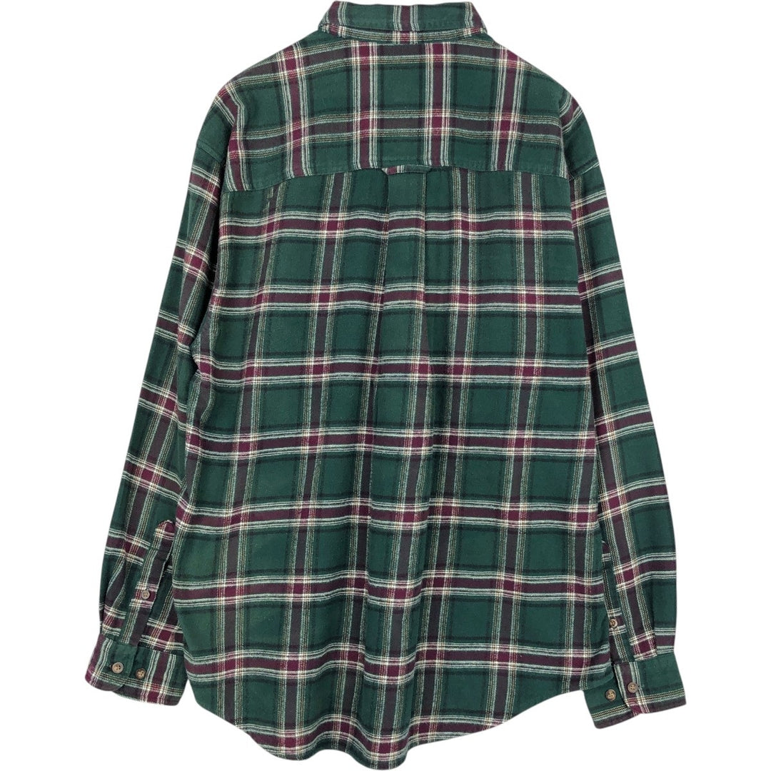 Vintage 90'S Eddie Bauer Light Flannel Check Shirt, Long Sleeve, Button-Down, Men's Size L cotton green type Vintage Second Hand