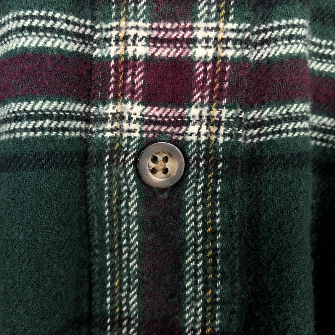Vintage 90'S Eddie Bauer Light Flannel Check Shirt, Long Sleeve, Button-Down, Men's Size L cotton green type Vintage Second Hand