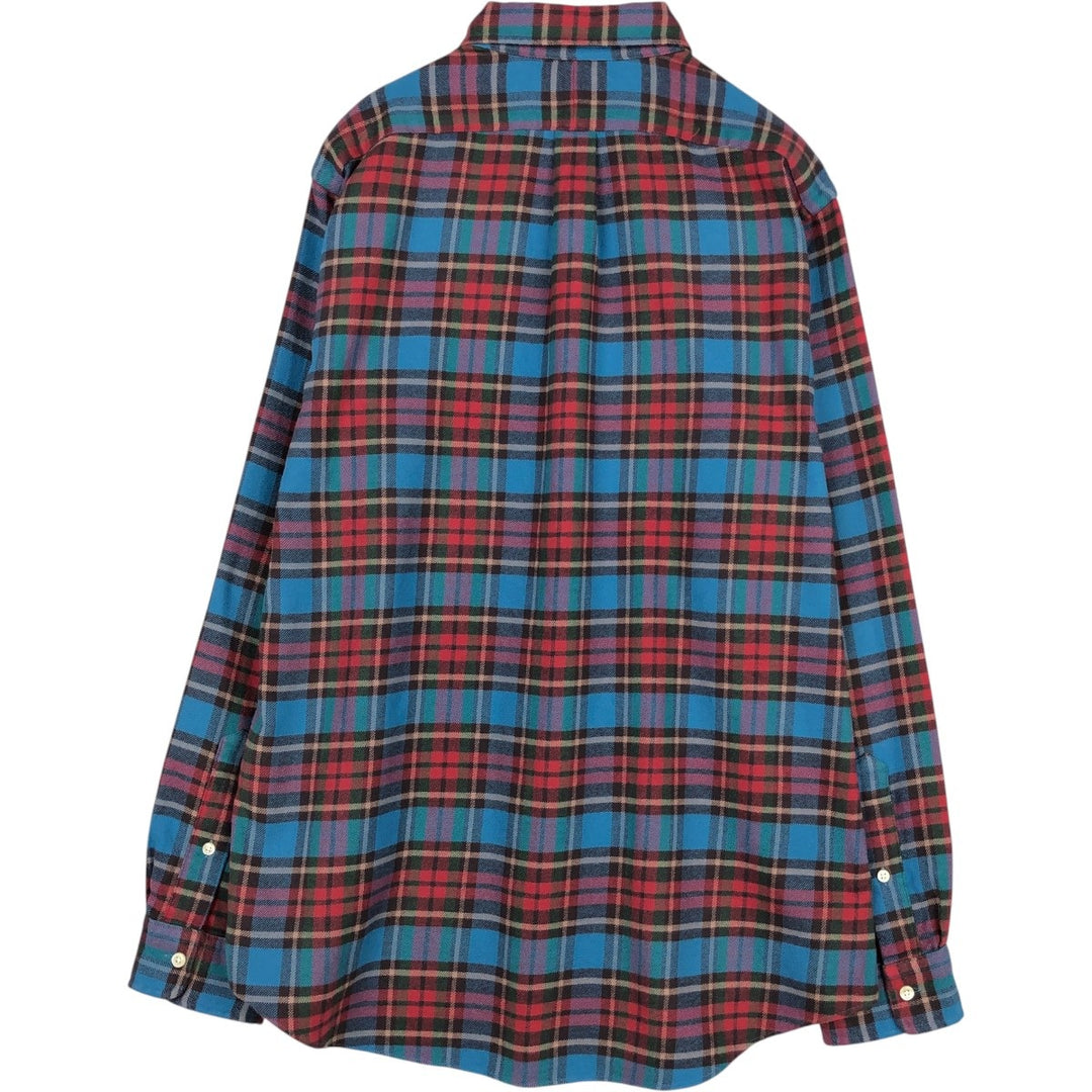 Ralph Lauren Classic Fit Long Sleeve Button Down Light Flannel Check Shirt, Men's Size L cotton Blue type light blue Vintage Second Hand