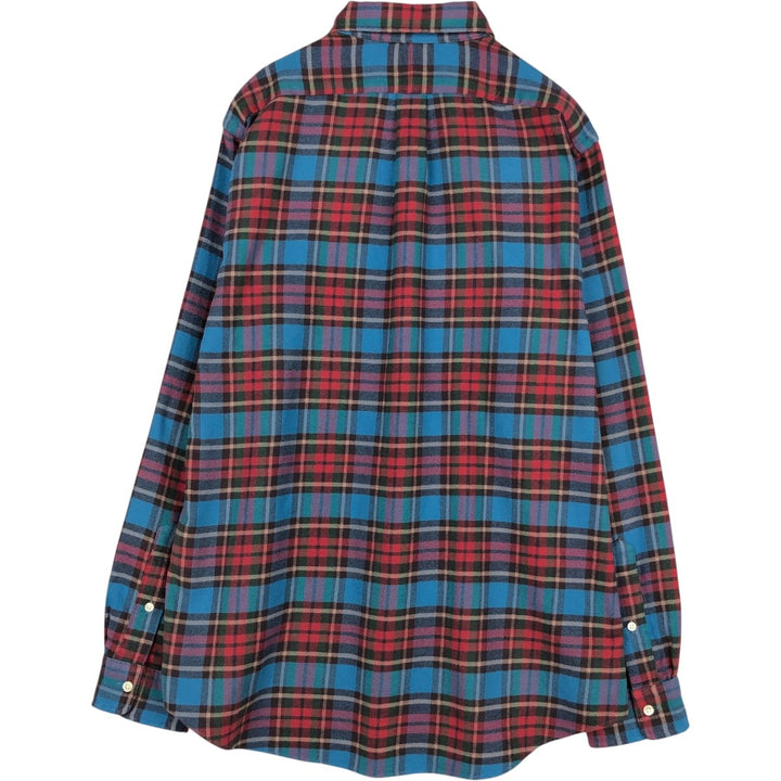 Ralph Lauren Classic Fit Long Sleeve Button Down Light Flannel Check Shirt, Men's Size L cotton Blue type light blue Vintage Second Hand