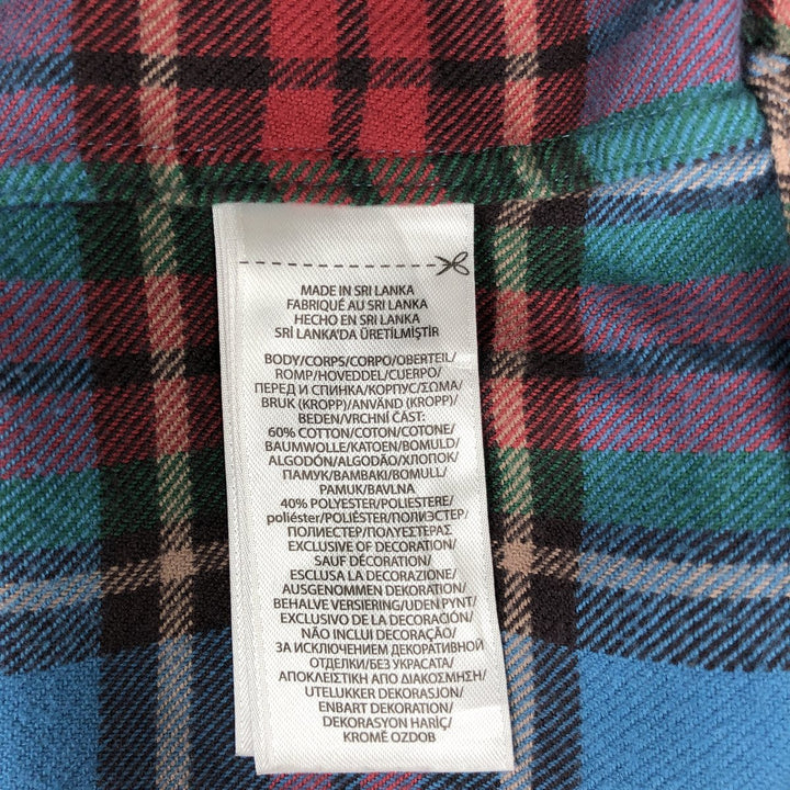 Ralph Lauren Classic Fit Long Sleeve Button Down Light Flannel Check Shirt, Men's Size L cotton Blue type light blue Vintage Second Hand