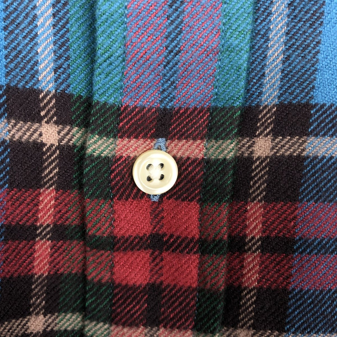 Ralph Lauren Classic Fit Long Sleeve Button Down Light Flannel Check Shirt, Men's Size L cotton Blue type light blue Vintage Second Hand
