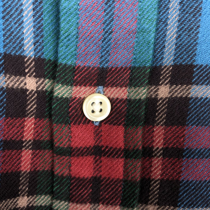 Ralph Lauren Classic Fit Long Sleeve Button Down Light Flannel Check Shirt, Men's Size L cotton Blue type light blue Vintage Second Hand