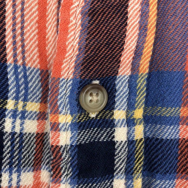 Ralph Lauren CLASSIC FIT Long-Sleeve Button-Down Light Flannel Check Shirt, Men's Size S (approx.) cotton orange type Vintage Second Hand