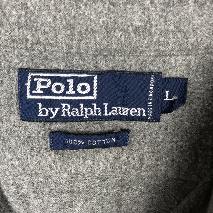 Ralph Lauren POLO by Ralph Lauren Long-Sleeve Light Flannel Shirt, Men's Size L (approx.) cotton gray type Vintage Second Hand