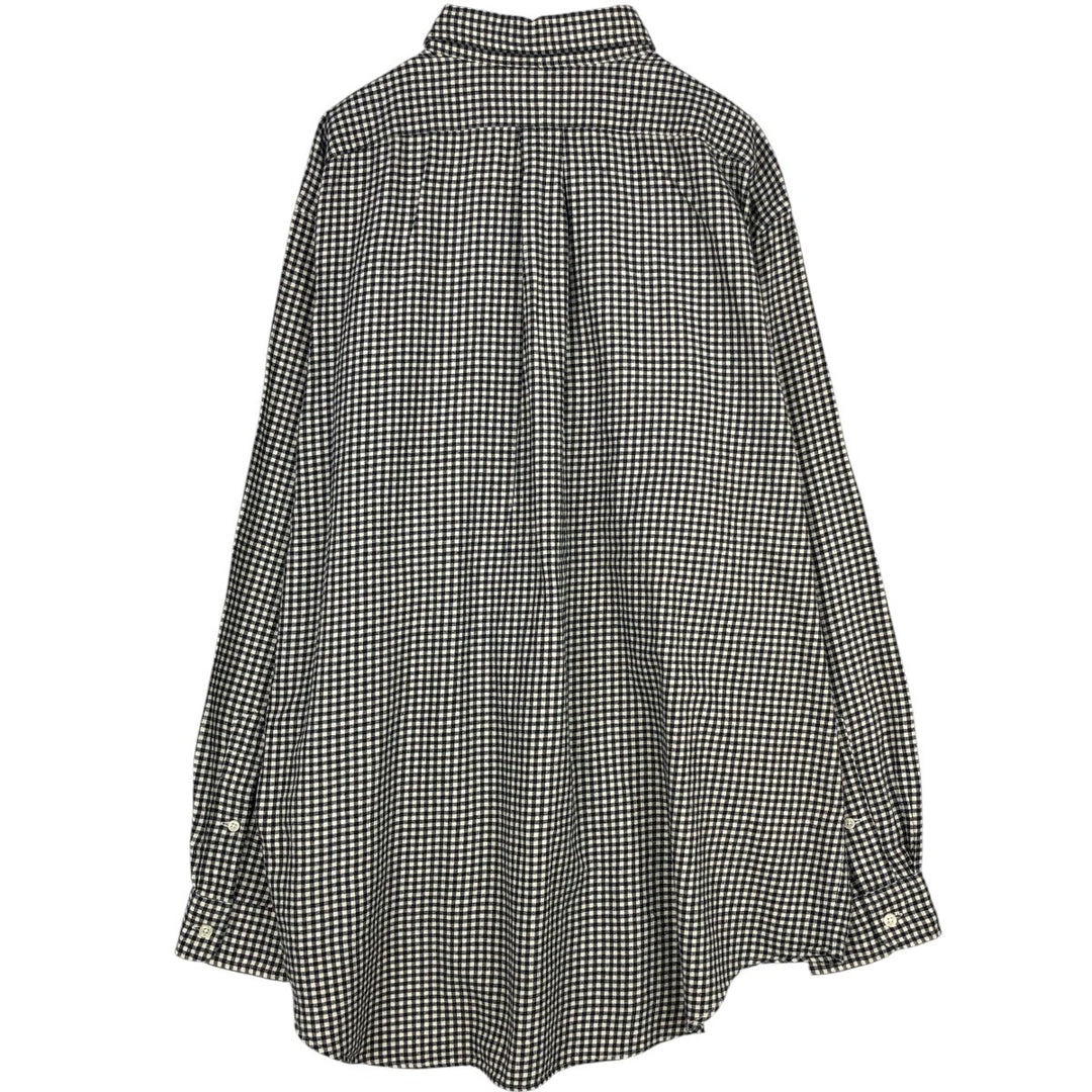 Ralph Lauren CLASSIC FIT Gingham Check Long Sleeve Button-Down Light Flannel Shirt, Men's Size XL (Equivalent), Thick Fabric cotton black type Vintage Second Hand