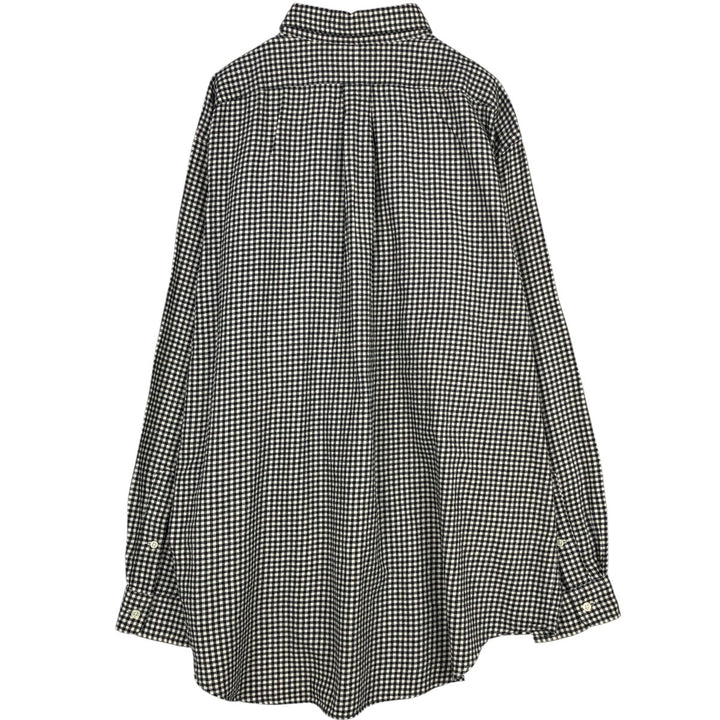 Ralph Lauren CLASSIC FIT Gingham Check Long Sleeve Button-Down Light Flannel Shirt, Men's Size XL (Equivalent), Thick Fabric cotton black type Vintage Second Hand