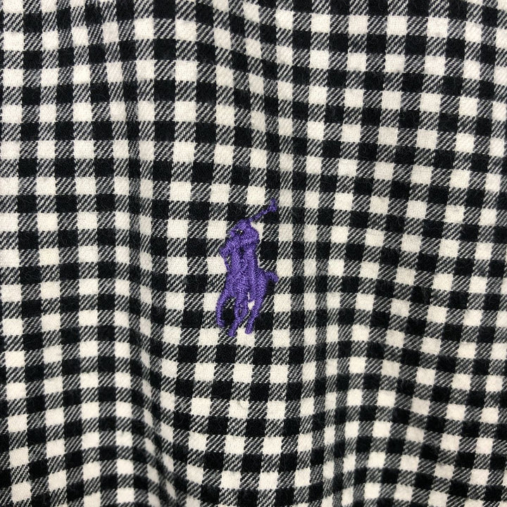 Ralph Lauren CLASSIC FIT Gingham Check Long Sleeve Button-Down Light Flannel Shirt, Men's Size XL (Equivalent), Thick Fabric cotton black type Vintage Second Hand