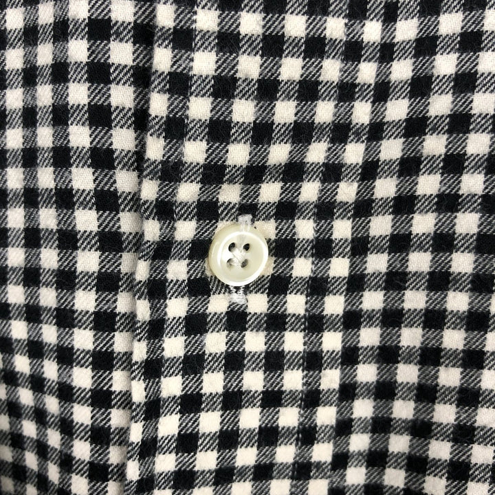 Ralph Lauren CLASSIC FIT Gingham Check Long Sleeve Button-Down Light Flannel Shirt, Men's Size XL (Equivalent), Thick Fabric cotton black type Vintage Second Hand