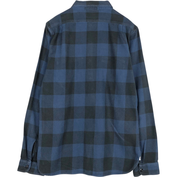 Ralph Lauren Polo Jeans Company long-sleeved light flannel check shirt, men's size M cotton navy blue type Vintage Second Hand