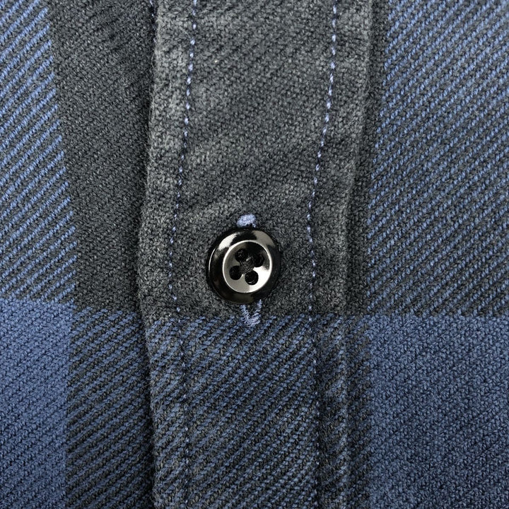 Ralph Lauren Polo Jeans Company long-sleeved light flannel check shirt, men's size M cotton navy blue type Vintage Second Hand