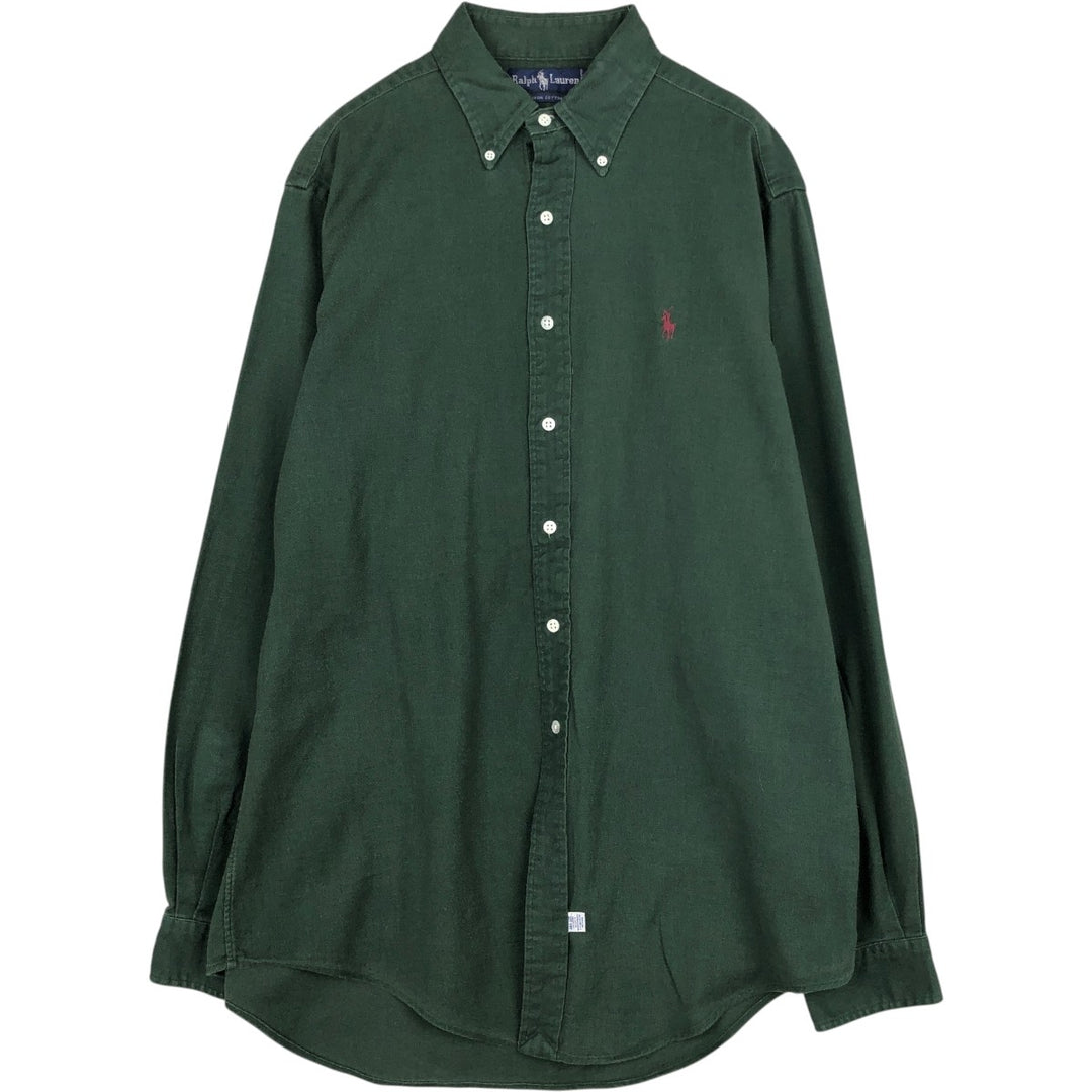 Ralph Lauren long-sleeved button-down flannel shirt, men's size L (approx.) cotton green type Vintage Second Hand