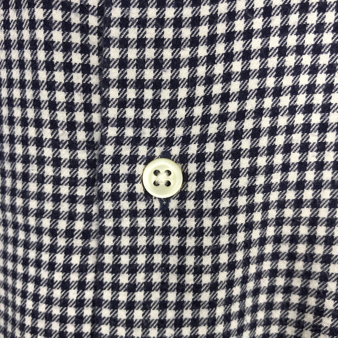Ralph Lauren MCMEEL Gingham Check Long-Sleeve Button-Down Light Flannel Shirt, Men's Size L (approx.) cotton navy blue type Vintage Second Hand