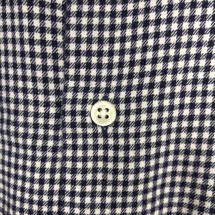Ralph Lauren MCMEEL Gingham Check Long-Sleeve Button-Down Light Flannel Shirt, Men's Size L (approx.) cotton navy blue type Vintage Second Hand