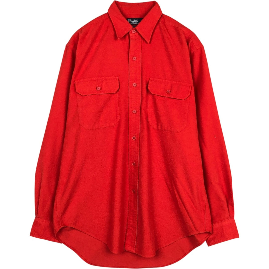 Ralph Lauren POLO by Ralph Lauren Long-Sleeve Light Flannel Shirt, Men's Size M (approx.) cotton red type Vintage Second Hand