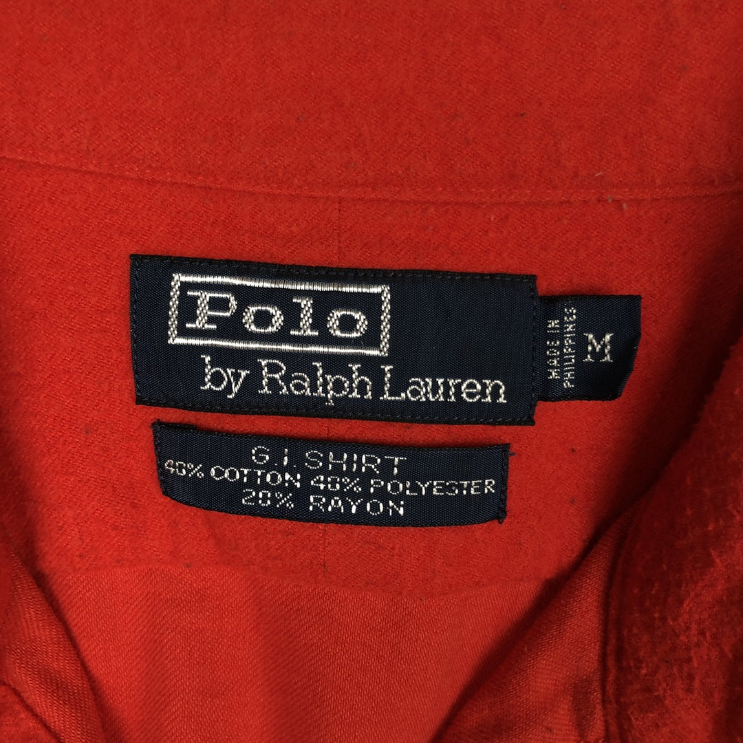 Ralph Lauren POLO by Ralph Lauren Long-Sleeve Light Flannel Shirt, Men's Size M (approx.) cotton red type Vintage Second Hand