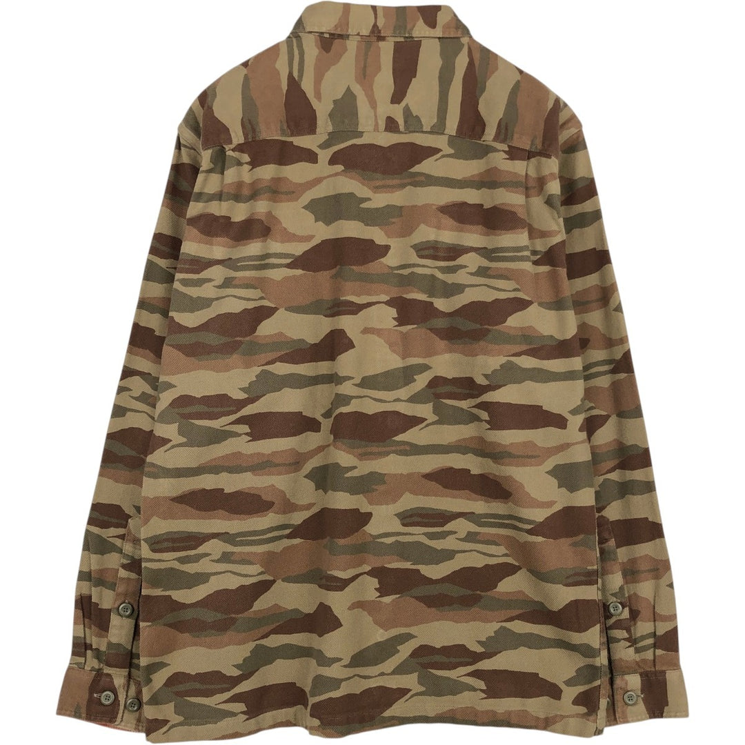 Patagonia ORGANIC COTTON Camouflage Pattern Long-Sleeve Light Flannel Shirt (Men's Size M) cotton Khaki type Vintage Second Hand
