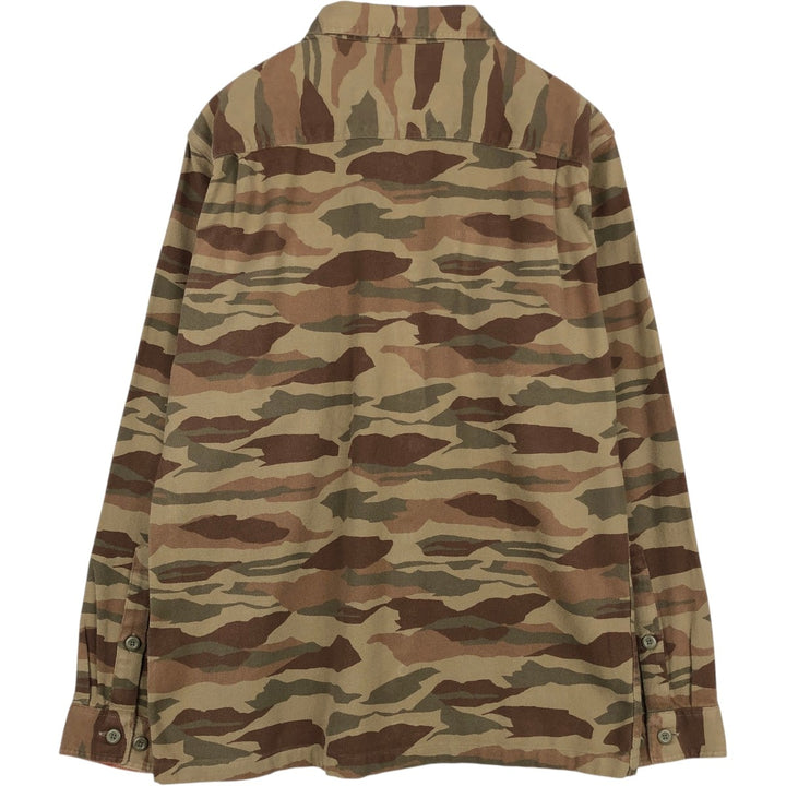 Patagonia ORGANIC COTTON Camouflage Pattern Long-Sleeve Light Flannel Shirt (Men's Size M) cotton Khaki type Vintage Second Hand