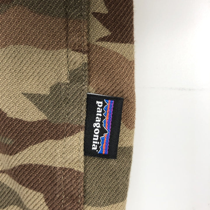 Patagonia ORGANIC COTTON Camouflage Pattern Long-Sleeve Light Flannel Shirt (Men's Size M) cotton Khaki type Vintage Second Hand