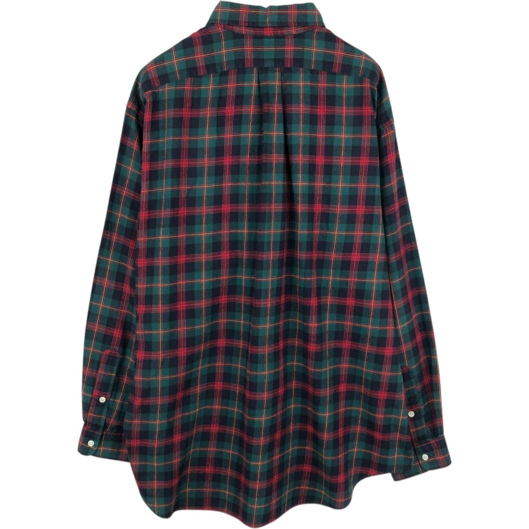 Ralph Lauren BLAKE long-sleeved button-down flannel check shirt, men's size XL cotton green type Vintage Second Hand