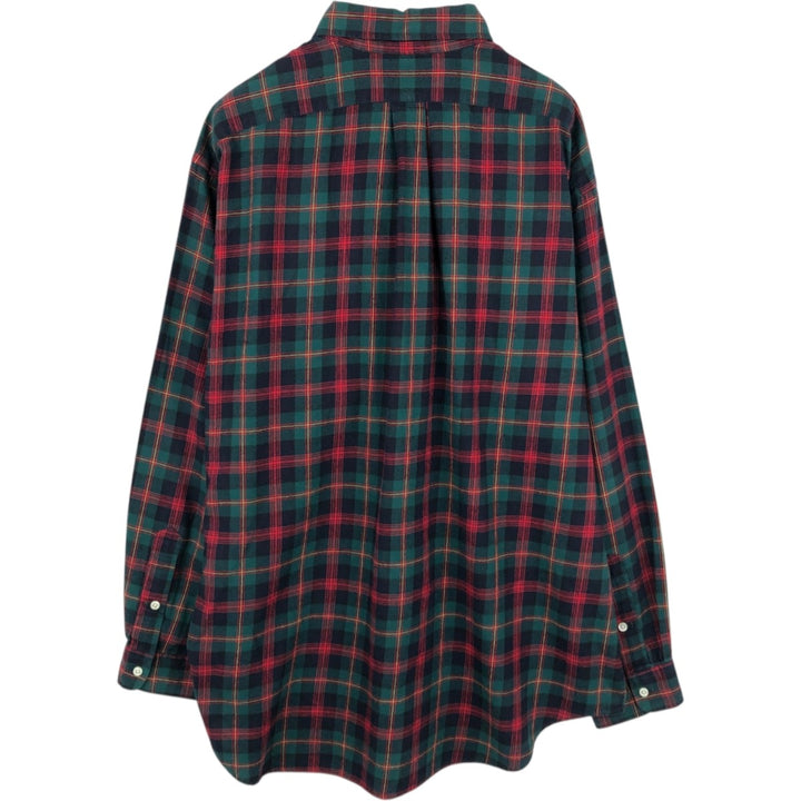 Ralph Lauren BLAKE long-sleeved button-down flannel check shirt, men's size XL cotton green type Vintage Second Hand