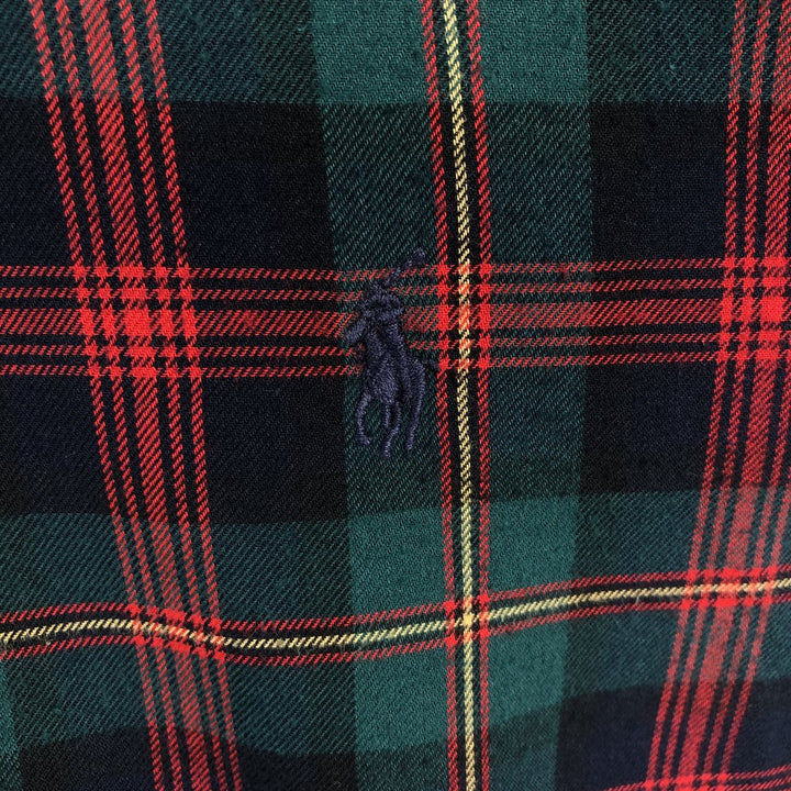 Ralph Lauren BLAKE long-sleeved button-down flannel check shirt, men's size XL cotton green type Vintage Second Hand