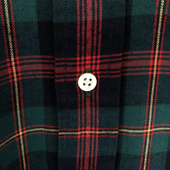 Ralph Lauren BLAKE long-sleeved button-down flannel check shirt, men's size XL cotton green type Vintage Second Hand