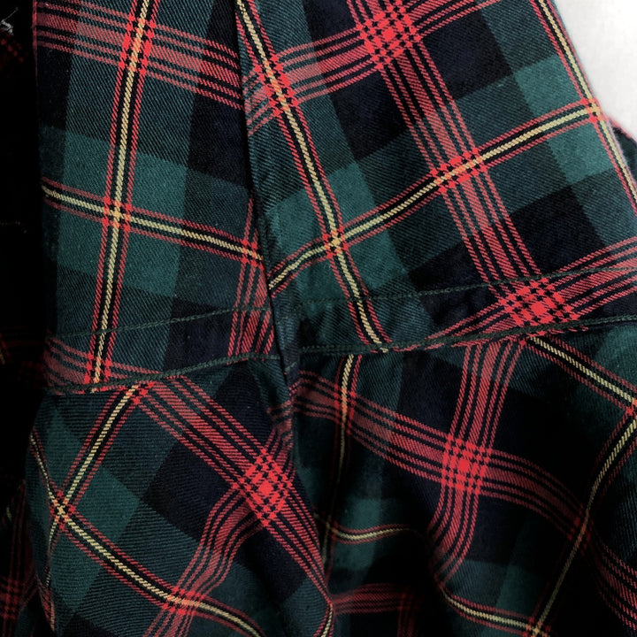 Ralph Lauren BLAKE long-sleeved button-down flannel check shirt, men's size XL cotton green type Vintage Second Hand