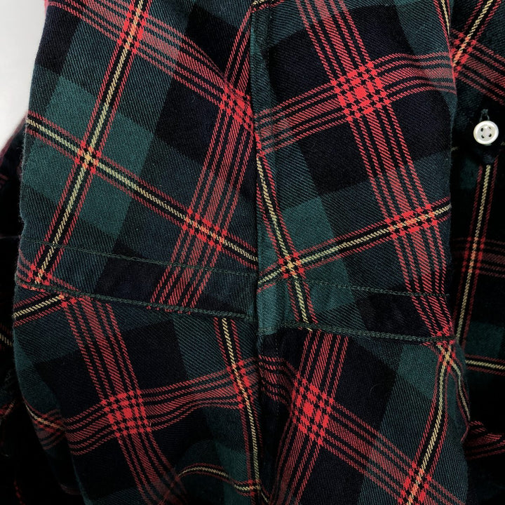 Ralph Lauren BLAKE long-sleeved button-down flannel check shirt, men's size XL cotton green type Vintage Second Hand
